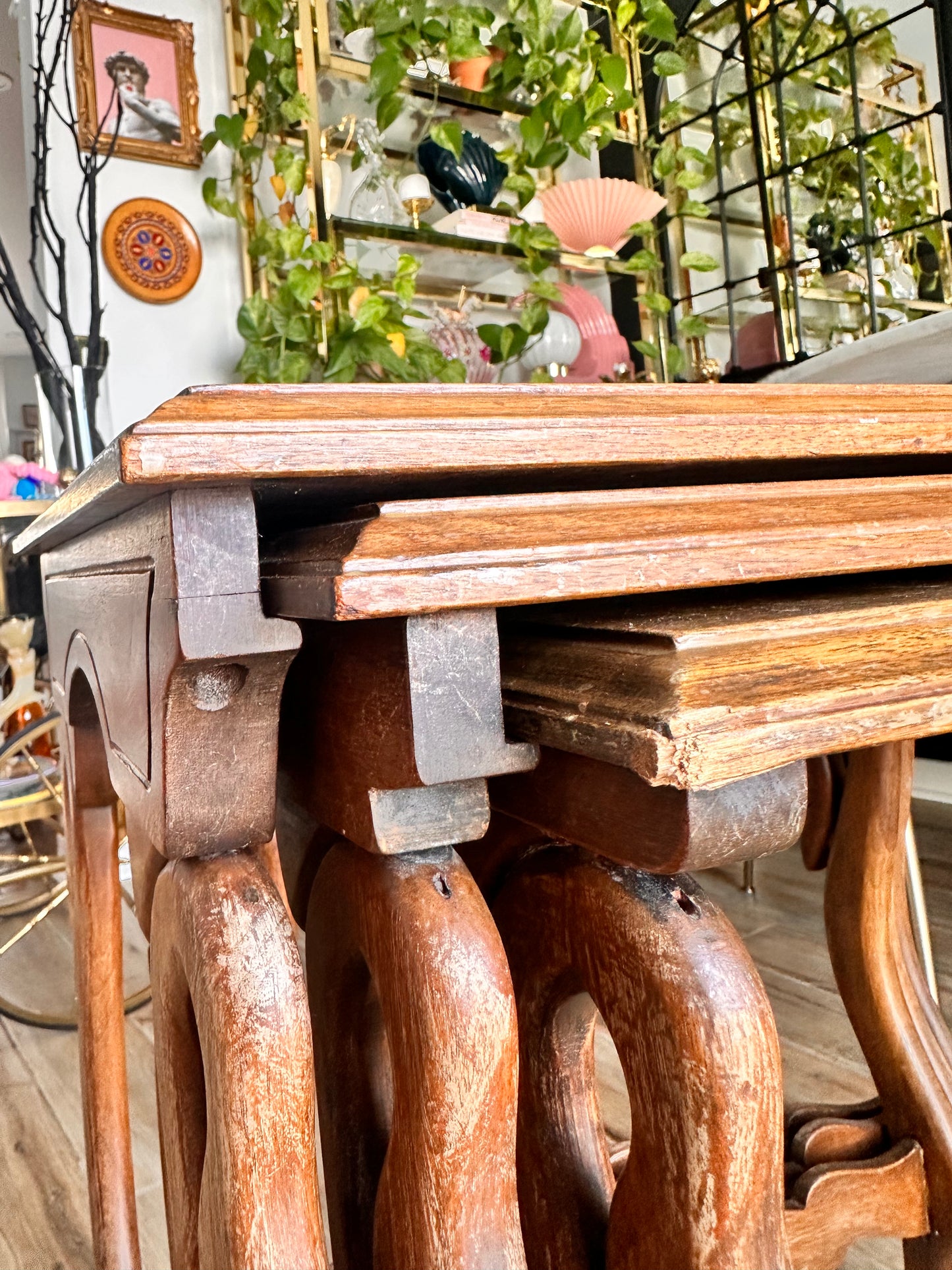 Antique Swan Nesting Tables (Set of 3) from 1850