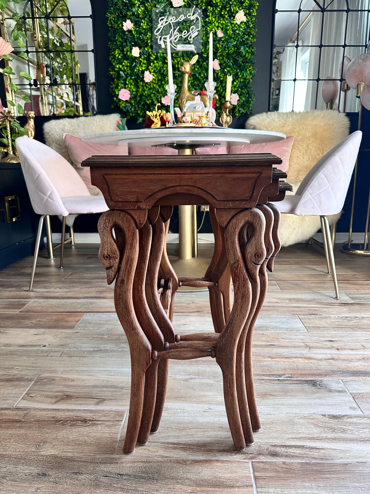 Antique Swan Nesting Tables (Set of 3) from 1850