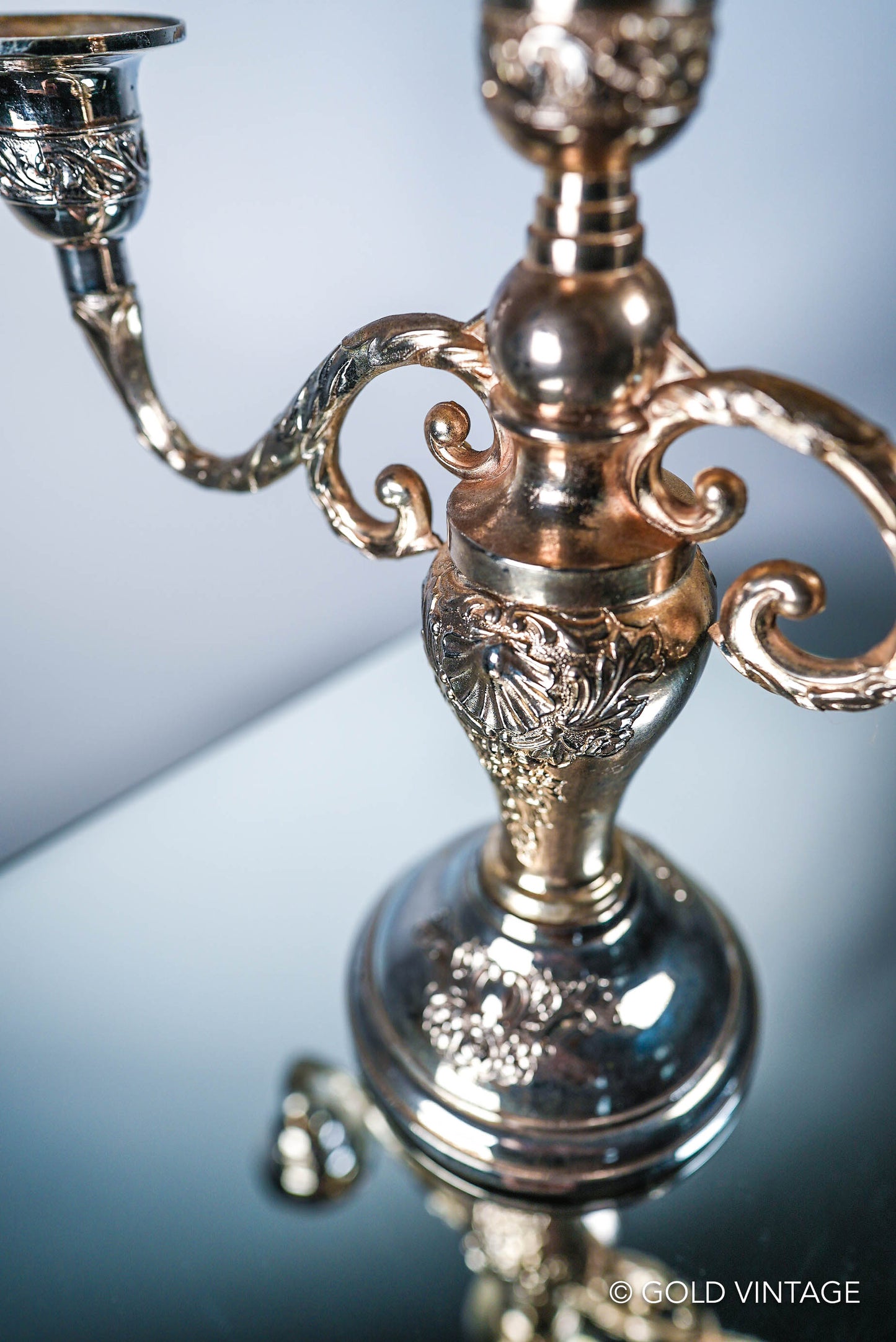 Vintage Silver 3 Branch Condisco E.P. Antimony Candelabra / Candlestick Candle Holder