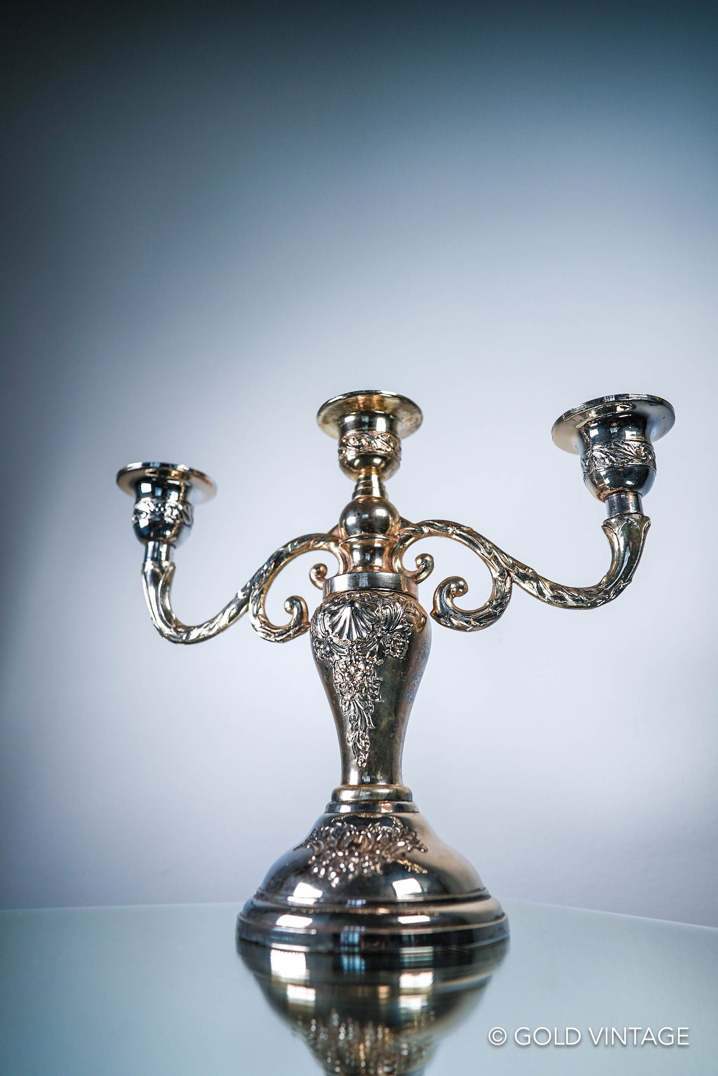 Vintage Silver 3 Branch Condisco E.P. Antimony Candelabra / Candlestick Candle Holder