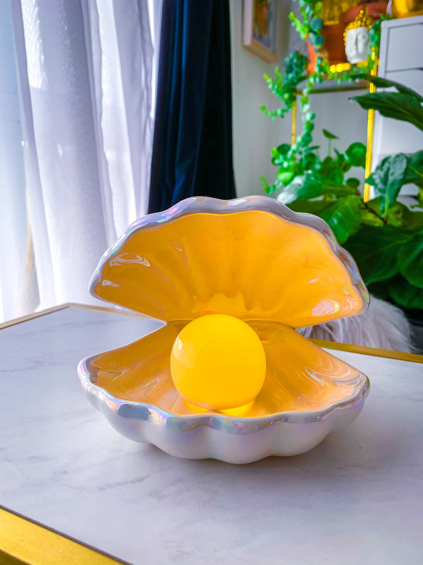 Ceramic Seashell Pearl Light - White