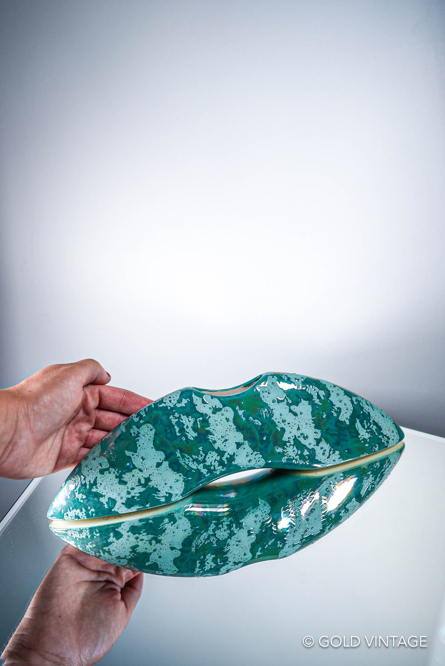 Art Deco Turquoise Vase with Wet Texture 1993