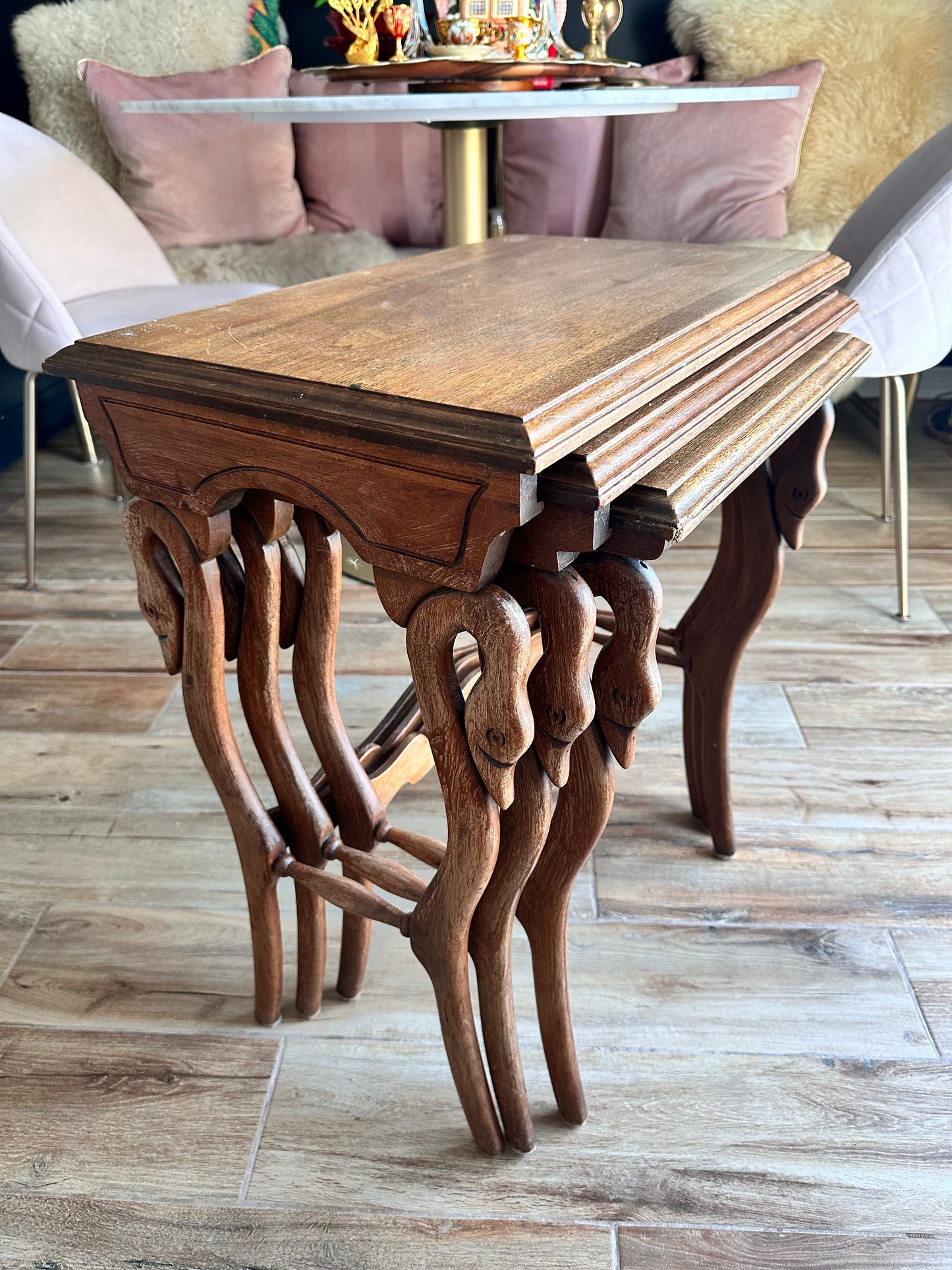 Antique Swan Nesting Tables (Set of 3) from 1850