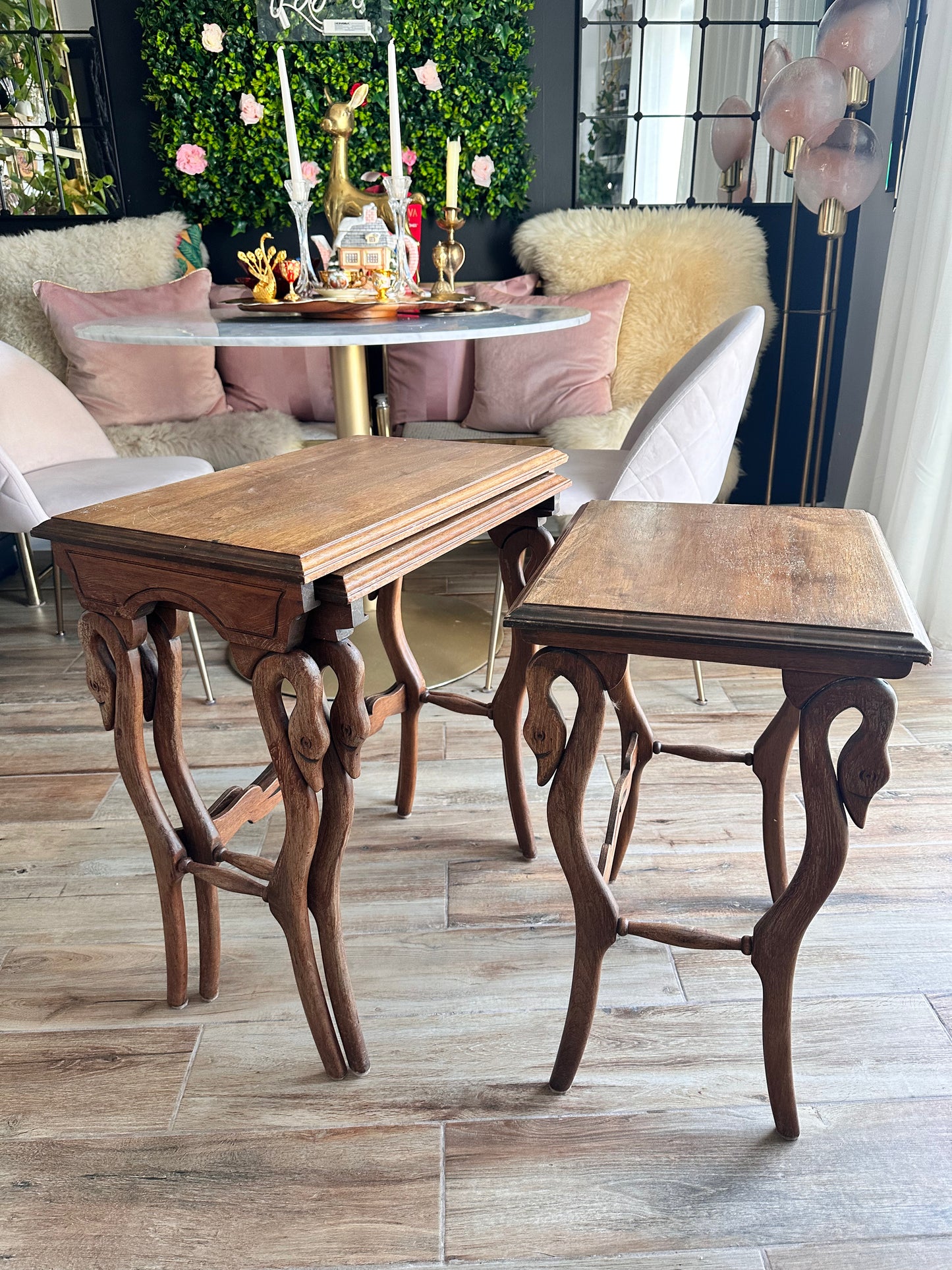 Antique Swan Nesting Tables (Set of 3) from 1850