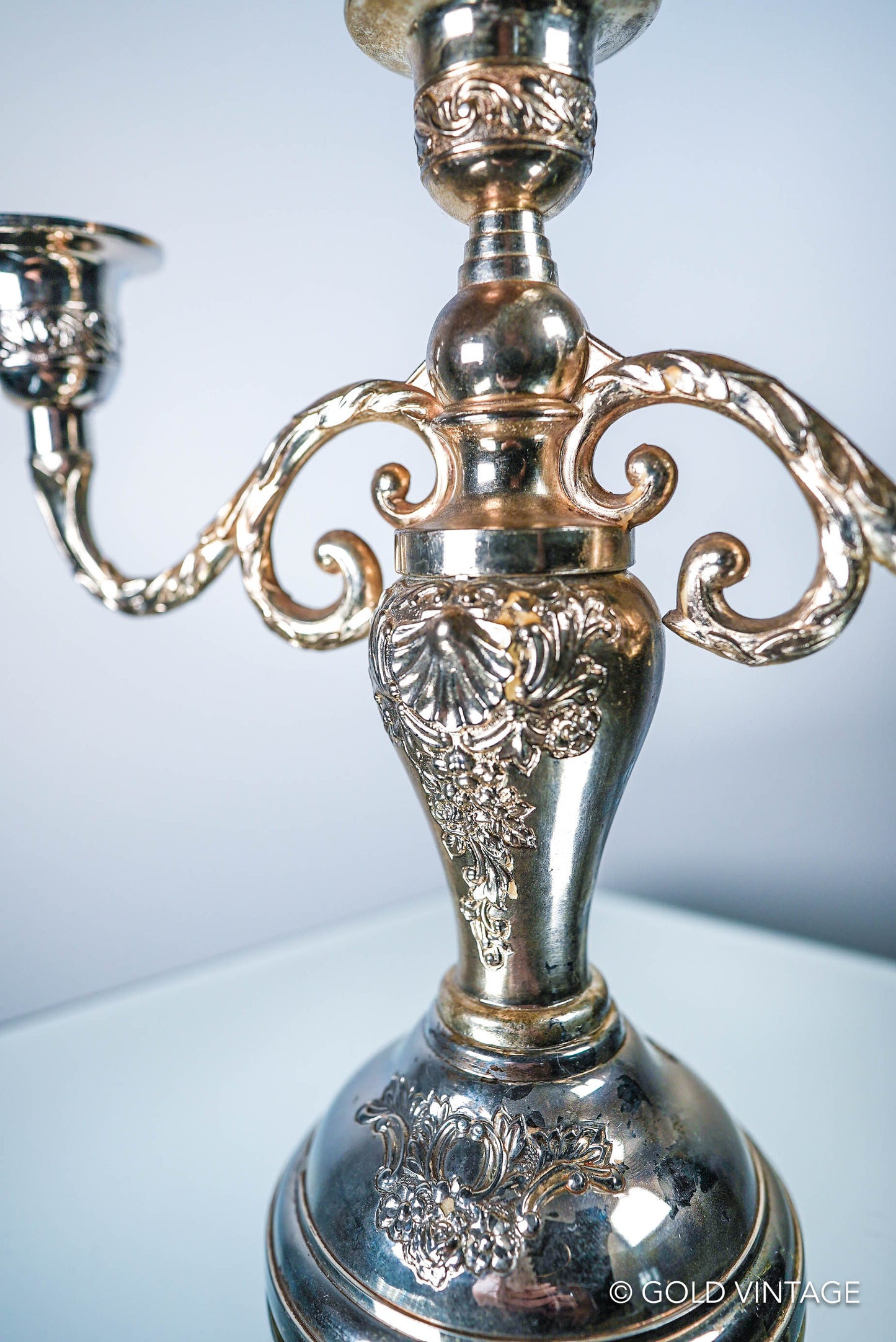 Vintage Silver 3 Branch Condisco E.P. Antimony Candelabra / Candlestick Candle Holder