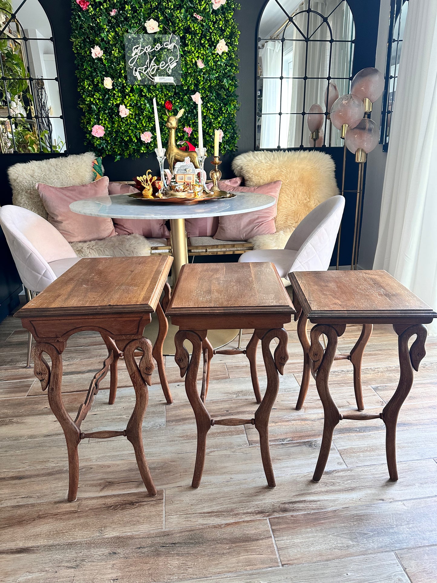 Antique Swan Nesting Tables (Set of 3) from 1850