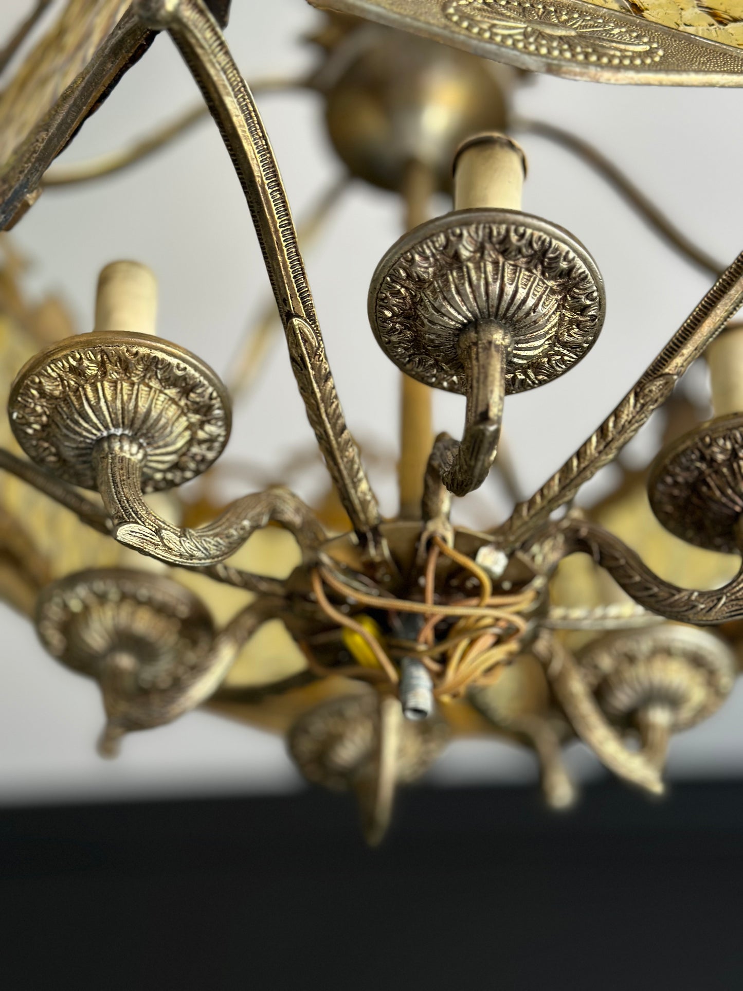 Antique Amber Glass Chandelier