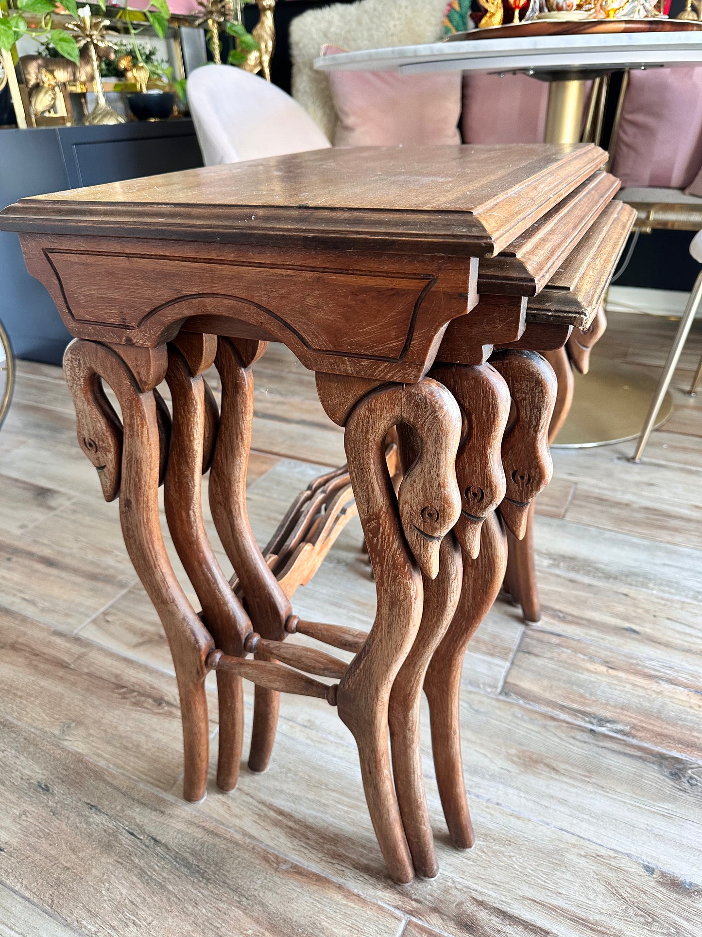 Antique Swan Nesting Tables (Set of 3) from 1850