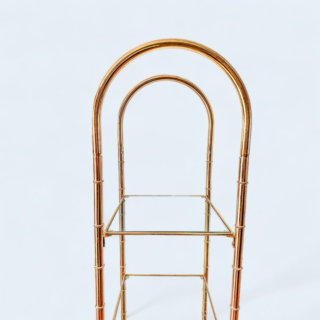 Arched Gold Vintage Brass Bookshelf / Plant shelf Bamboo Style