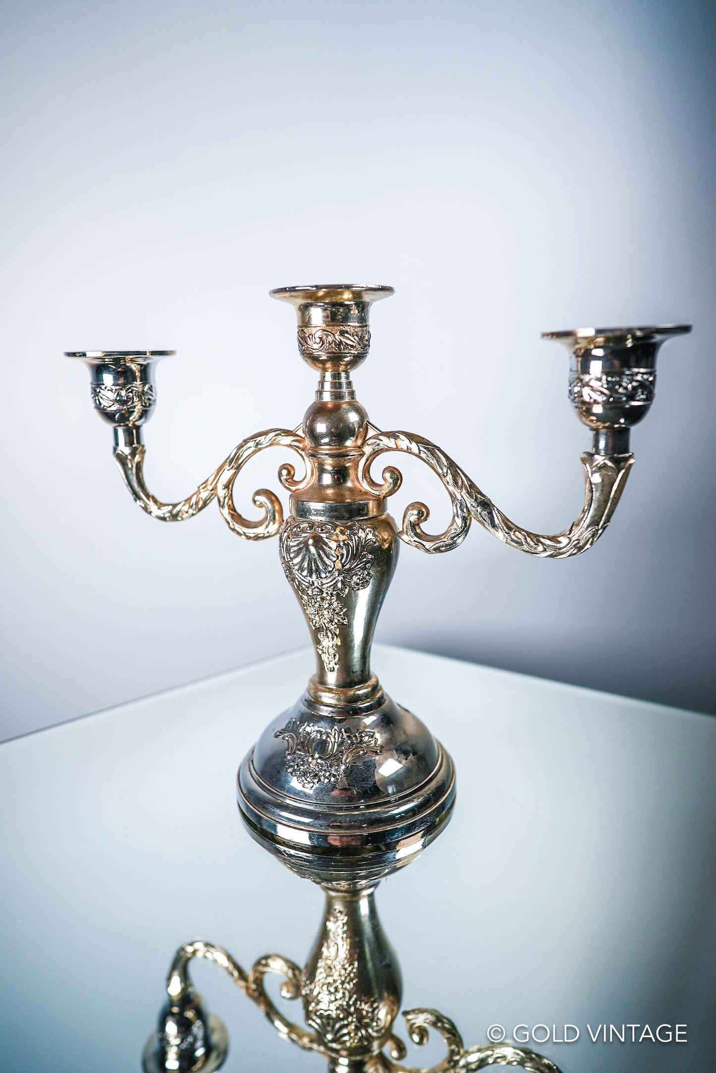 Vintage Silver 3 Branch Condisco E.P. Antimony Candelabra / Candlestick Candle Holder