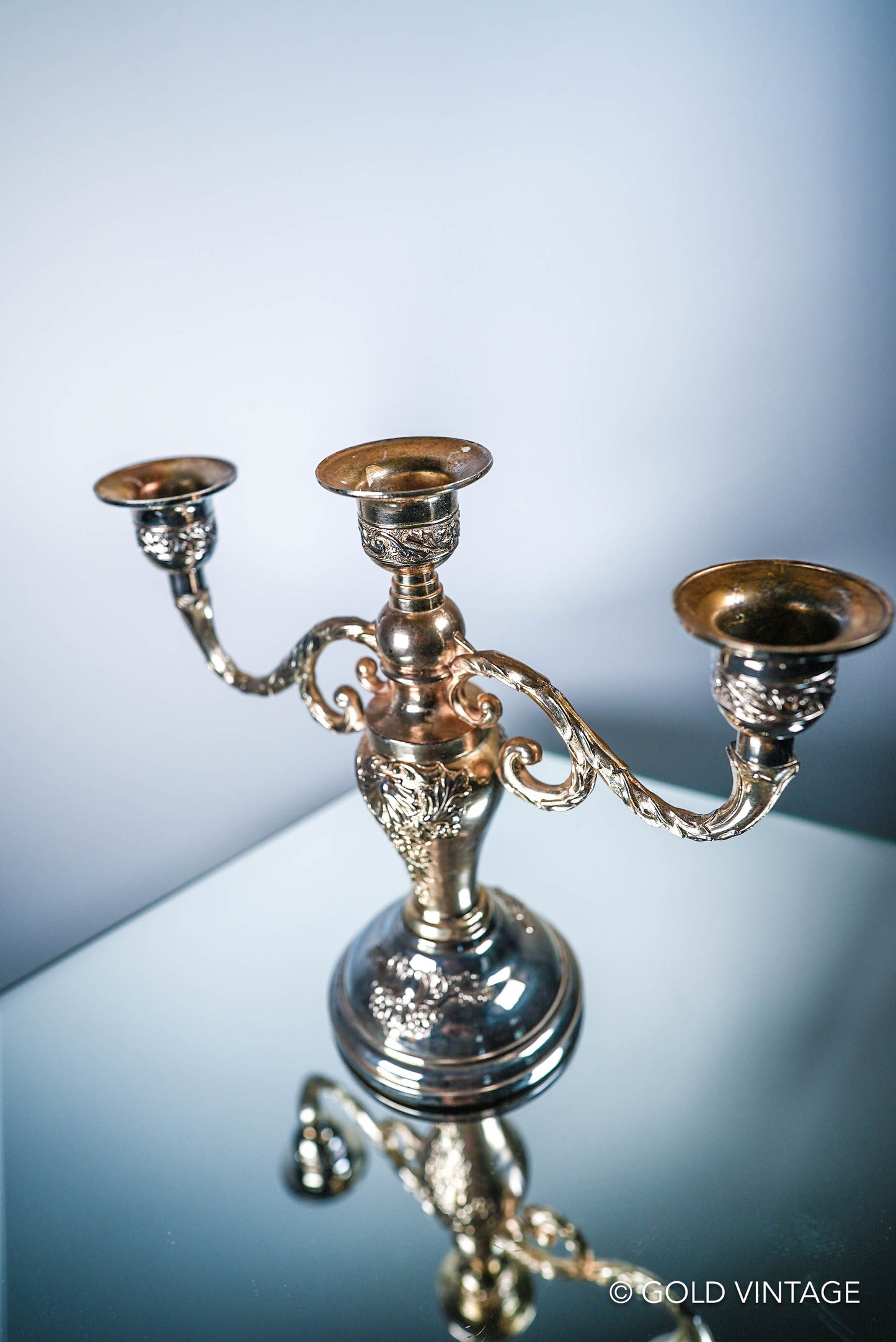 Vintage Silver 3 Branch Condisco E.P. Antimony Candelabra / Candlestick Candle Holder