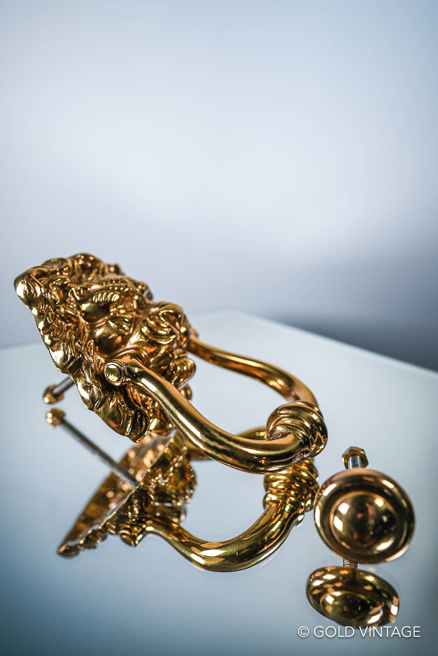 Gold Vintage Brass Lion Head Door Knocker Valsan