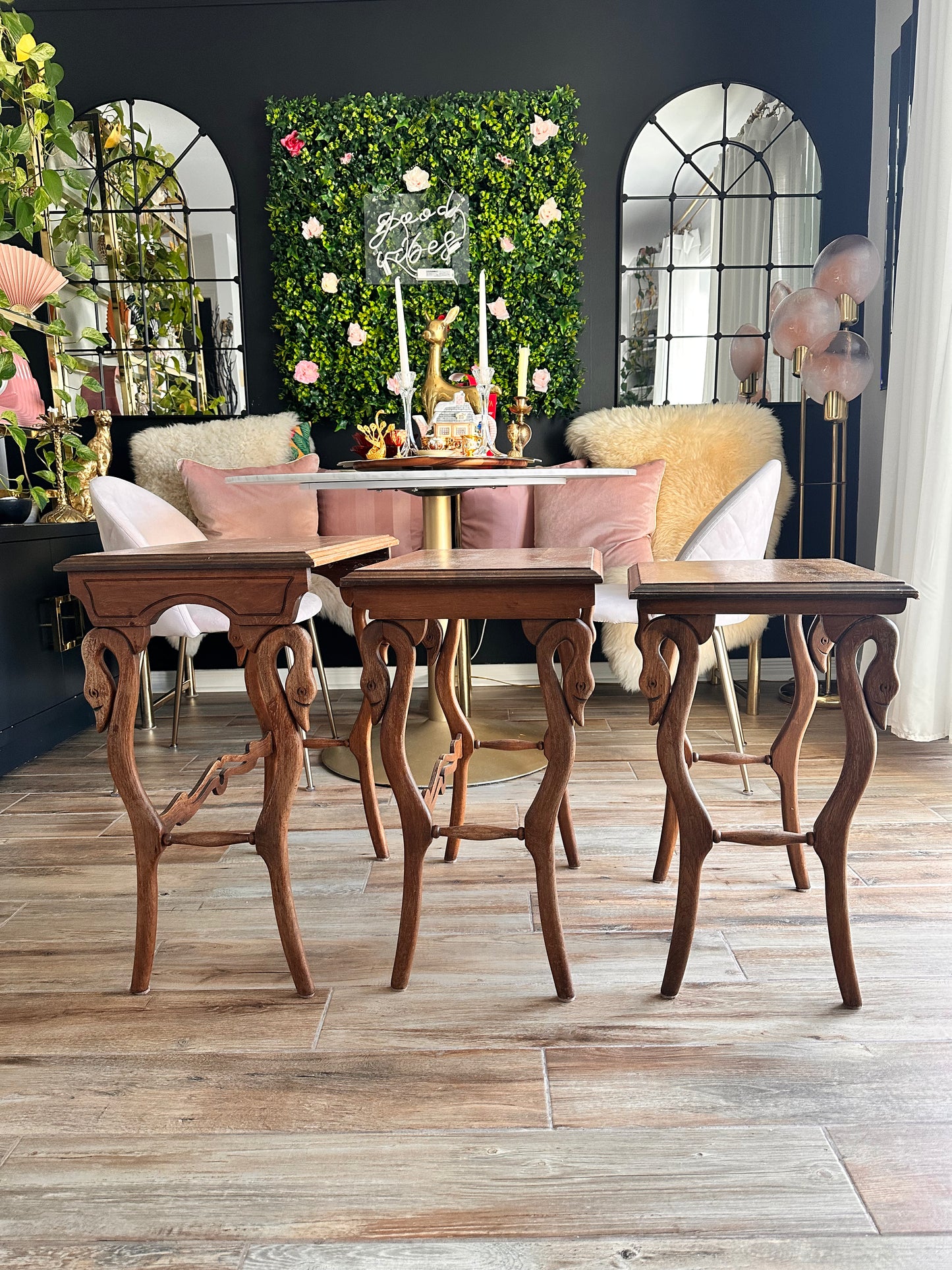 Antique Swan Nesting Tables (Set of 3) from 1850