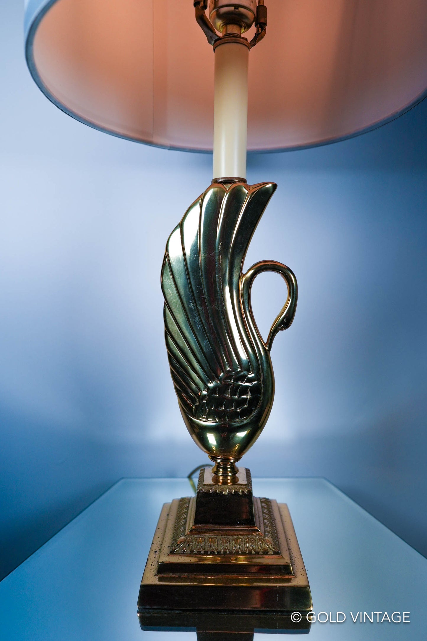 Gold Vintage Swan Brass Table Lamp