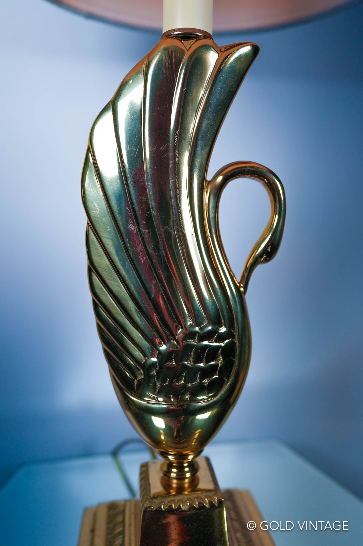 Gold Vintage Swan Brass Table Lamp