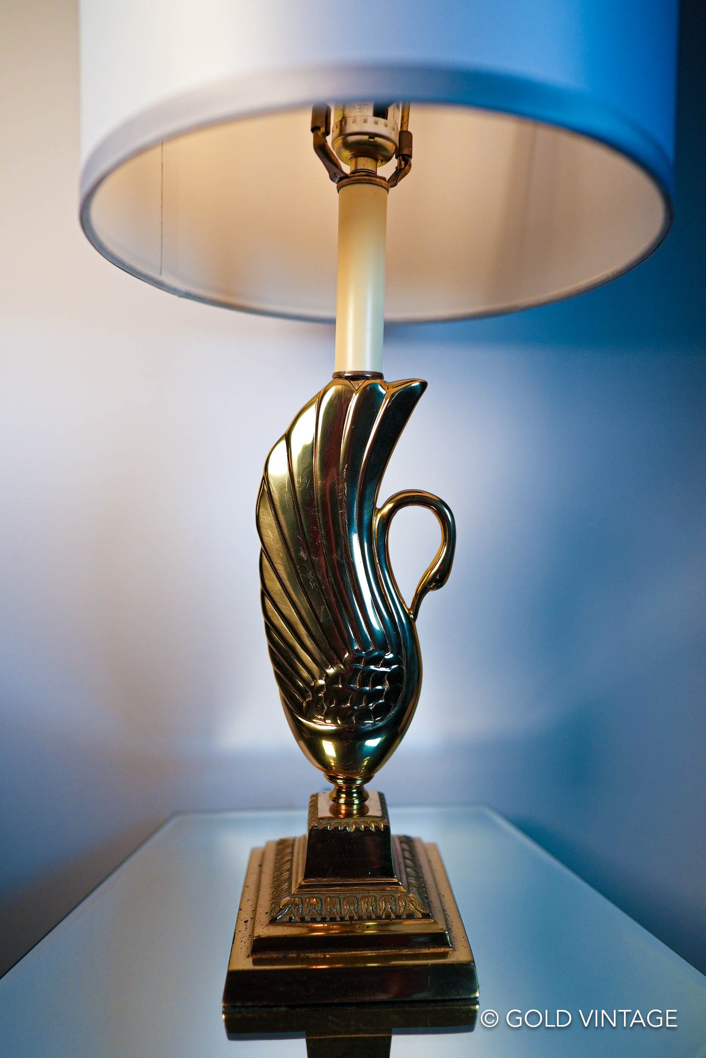Gold Vintage Swan Brass Table Lamp
