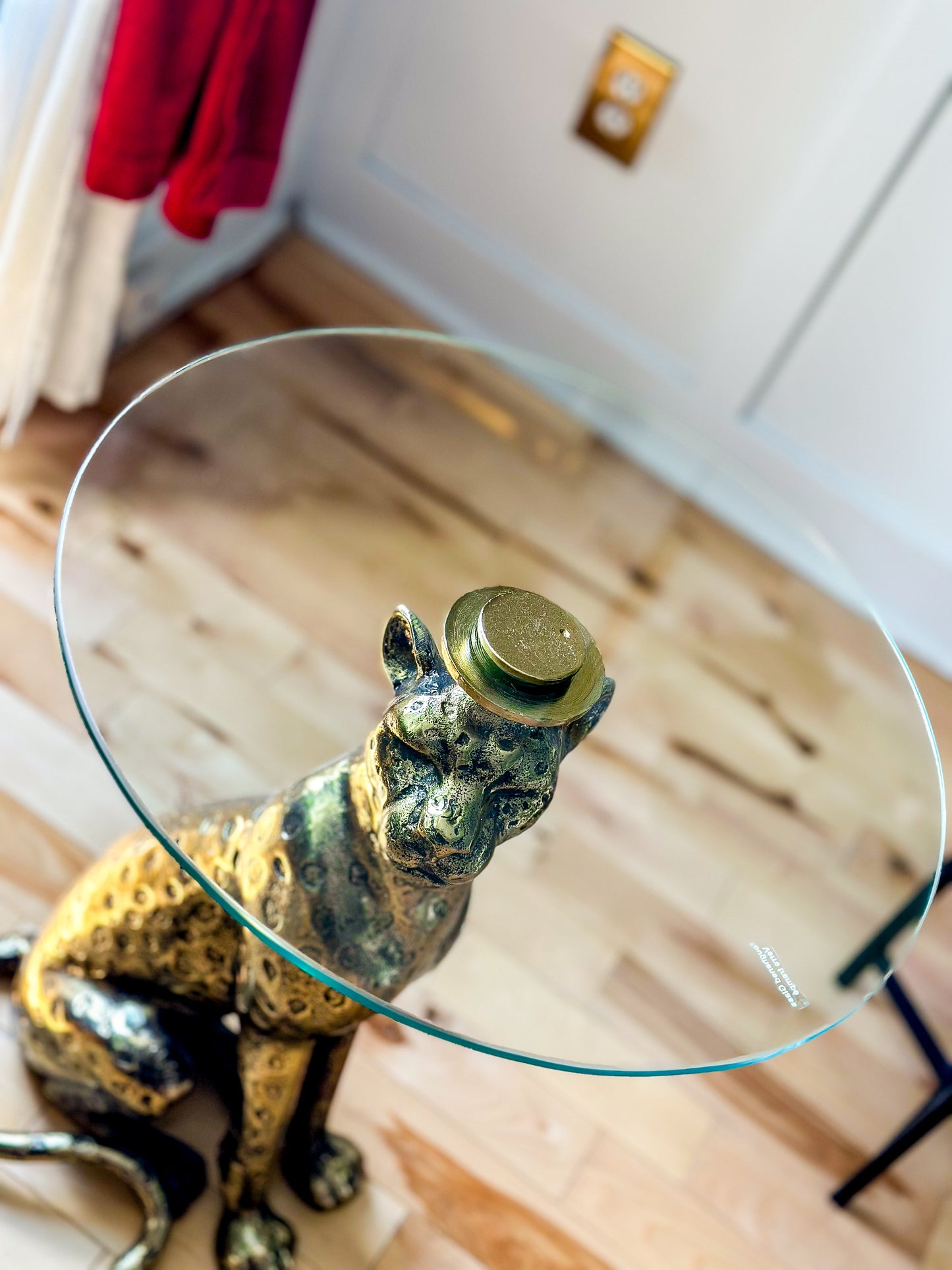 Leopard Brass Glass Top Eclectic Style Coffee Table