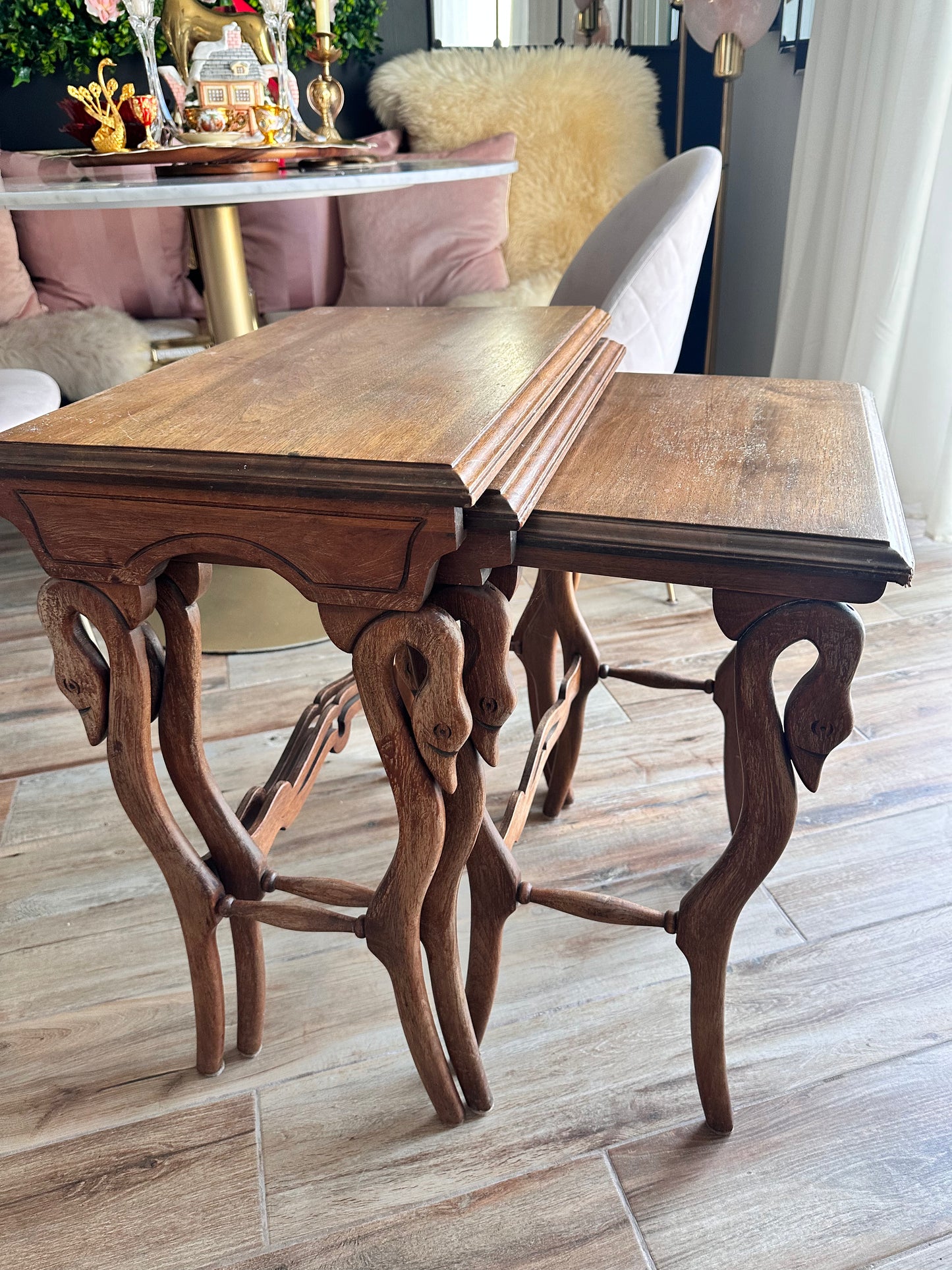Antique Swan Nesting Tables (Set of 3) from 1850