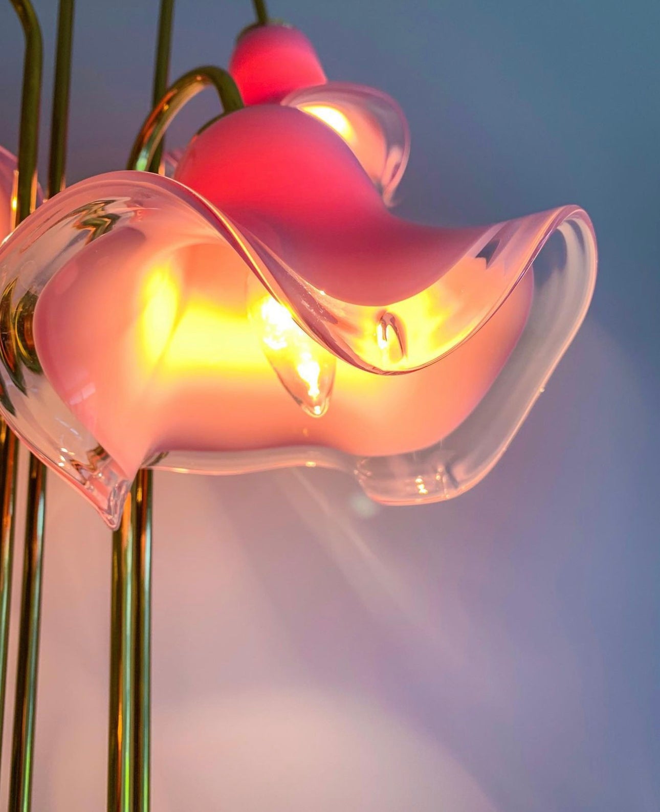 Vintage Pink Murano Vetri Flowers Table Lamp