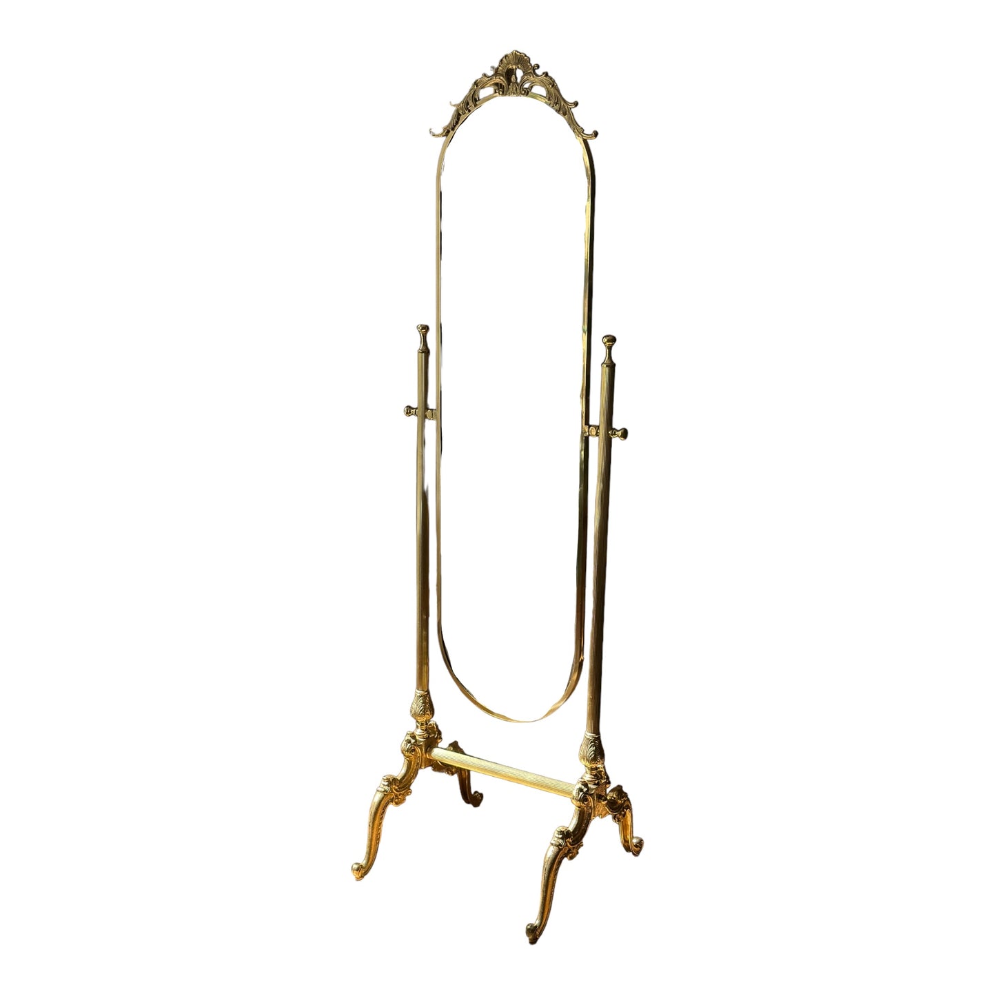 Vintage Brass Standing Mirror