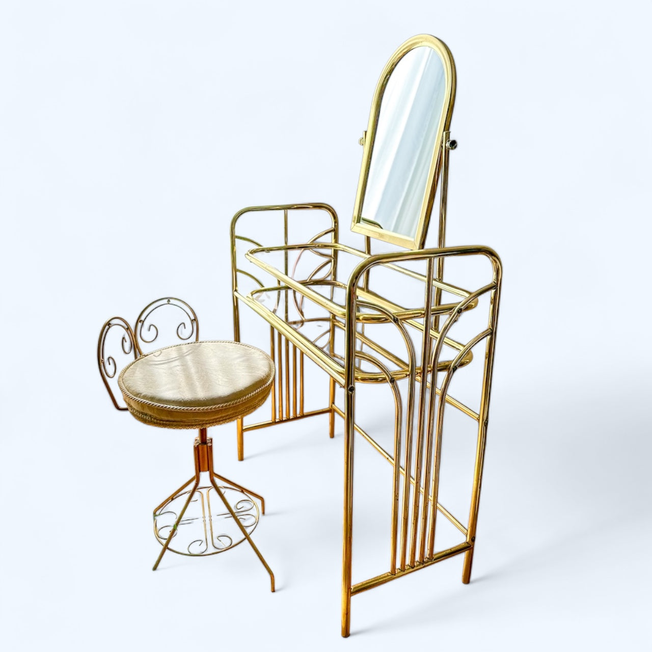 Hollywood Regency Gold Vanity Set sold•Hollywood Regency Brass Vanity Set Gorgeous Hollywood  main image 2