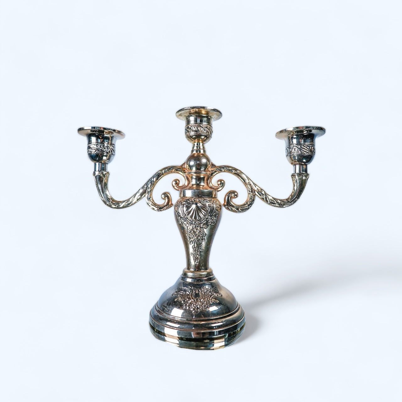 Vintage Silver 3 Branch Condisco E.P. Antimony Candelabra / Candlestick Candle Holder