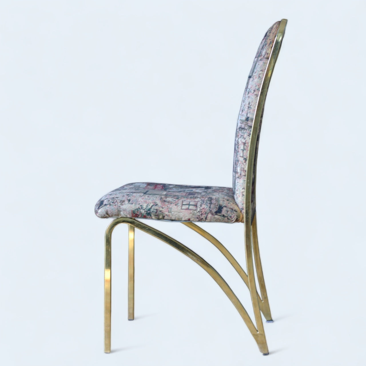 Mid-Century Hollywood Regency Dining Chairs with Brass Frame, Set of 6