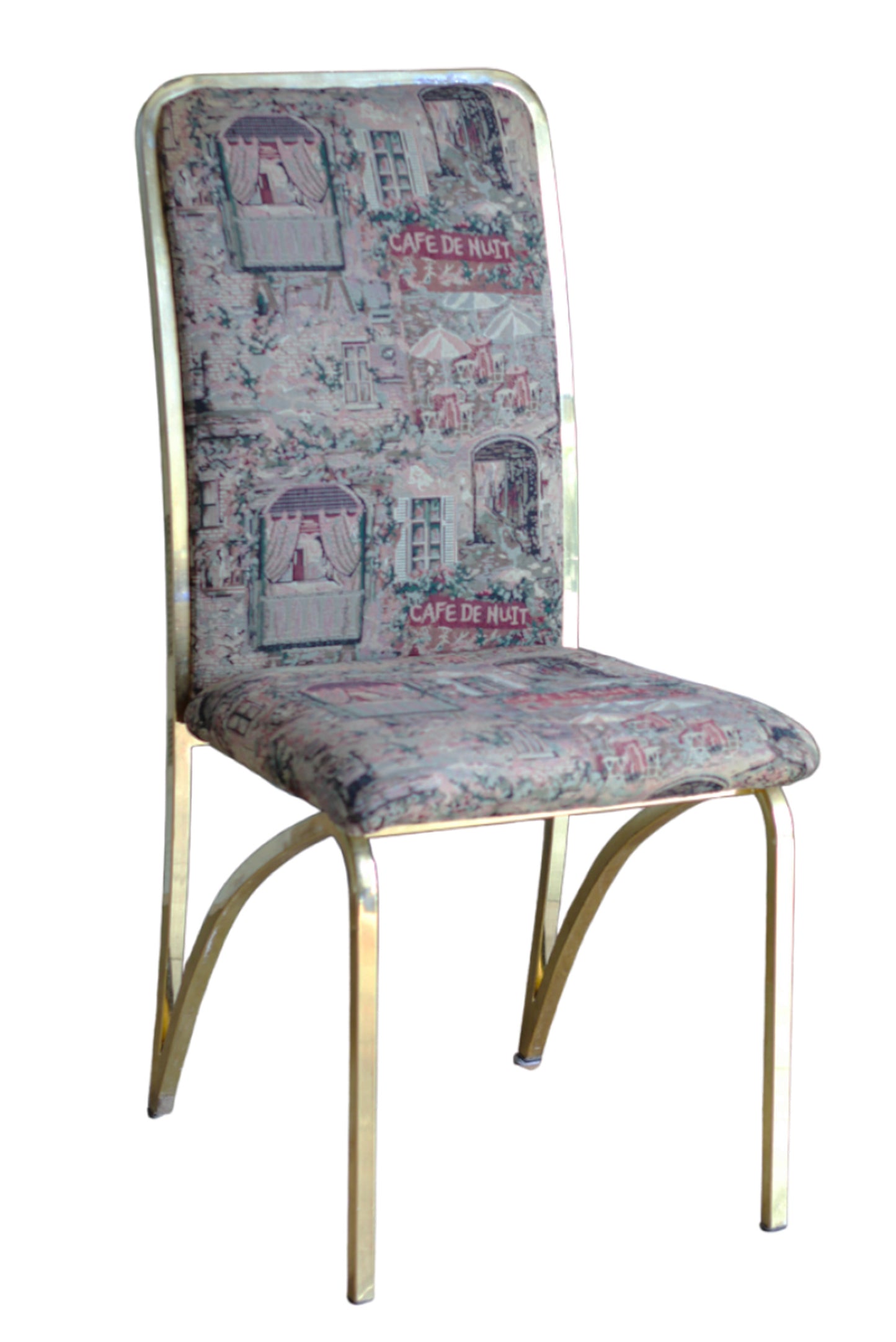 Mid-Century Hollywood Regency Dining Chairs with Brass Frame, Set of 6