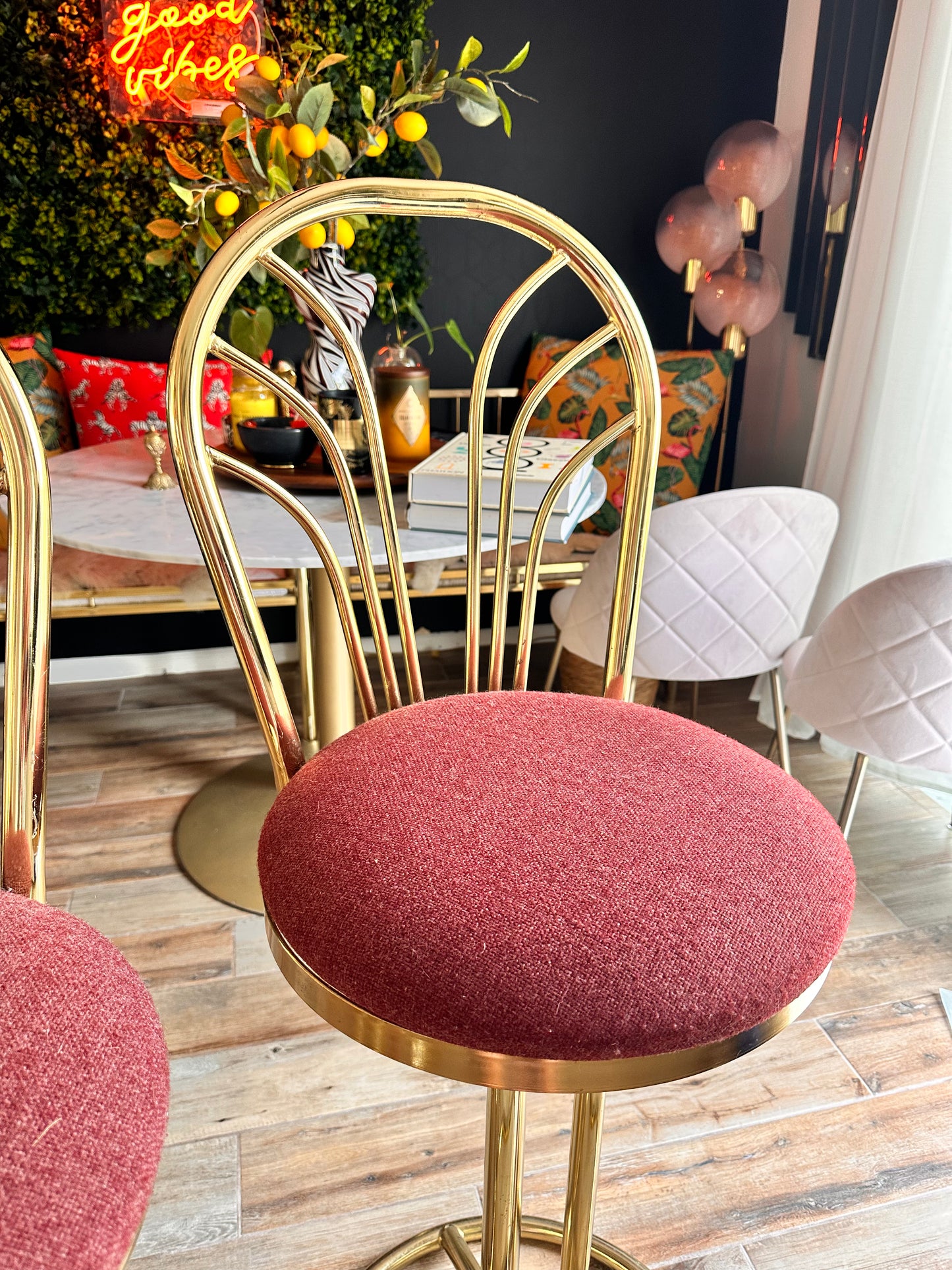 Hollywood Regency Vintage Brass Bar Stool