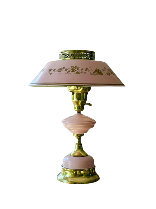 Bubble Gum Pink Vintage Brass Lamp 1950s
