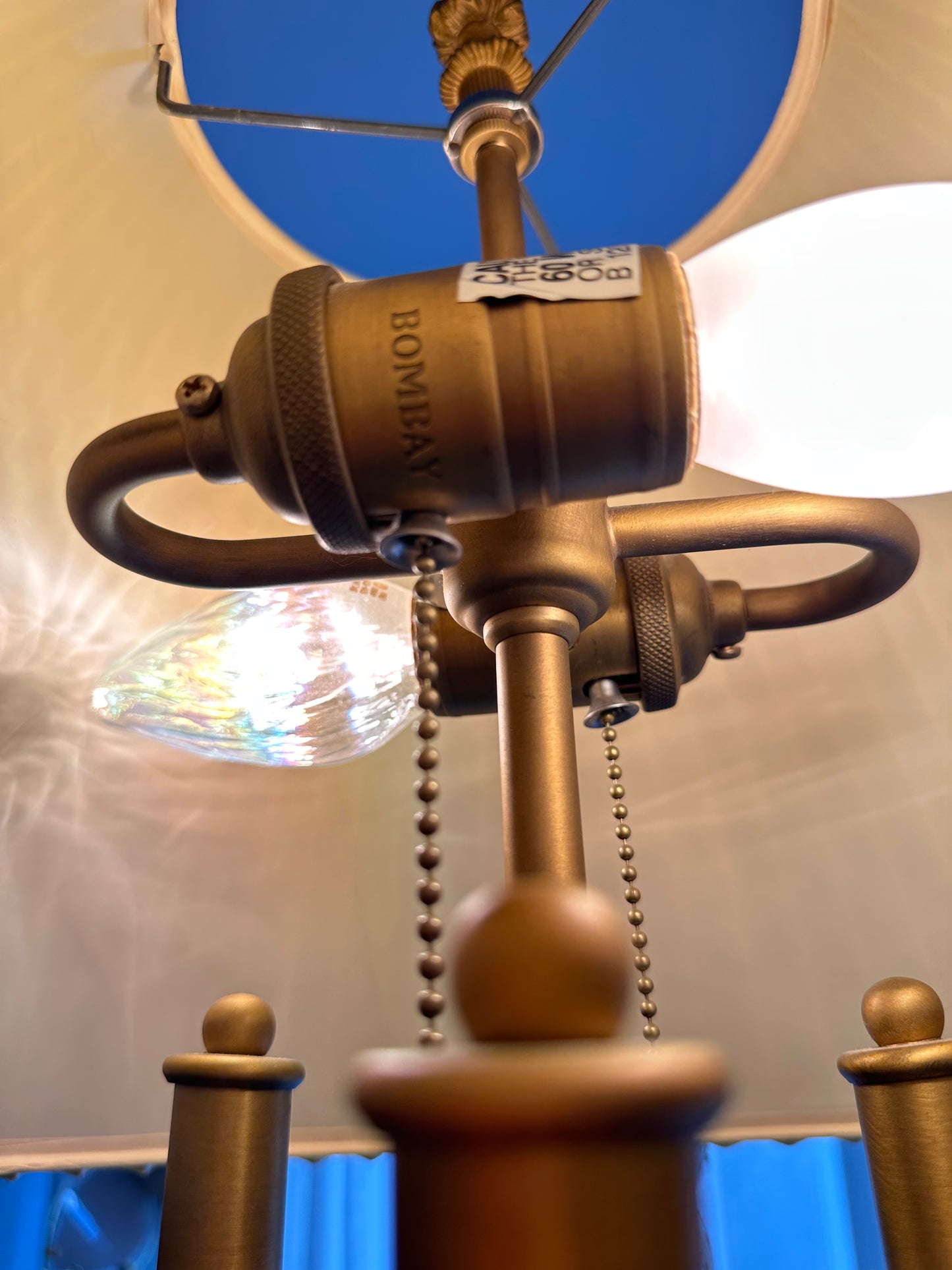 Bombay Vintage Brass Siren Table Lamp with Pleated Shade