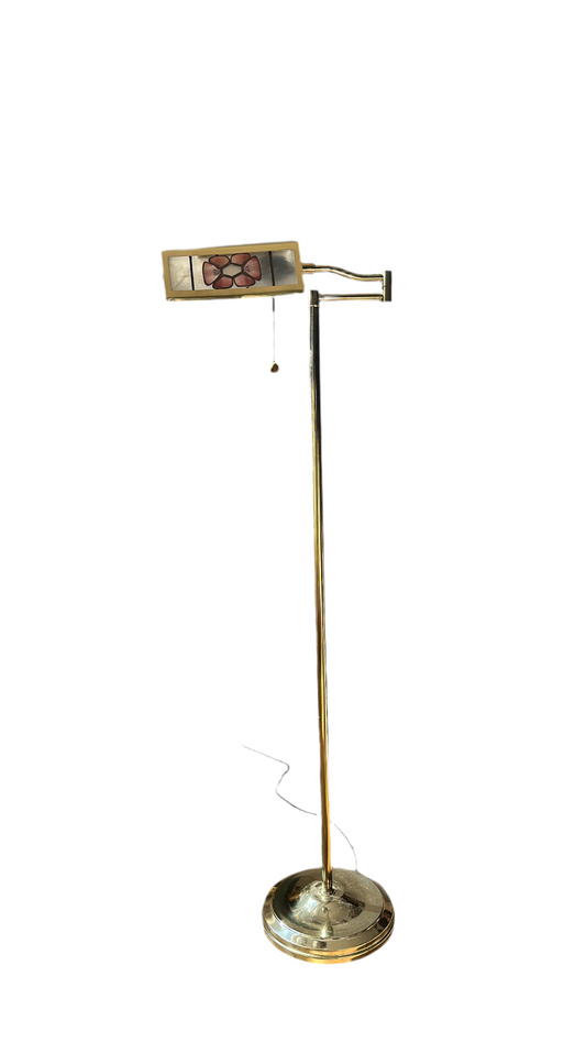 RARE Reading Brass Floor Lamp with Capiz Details MCM