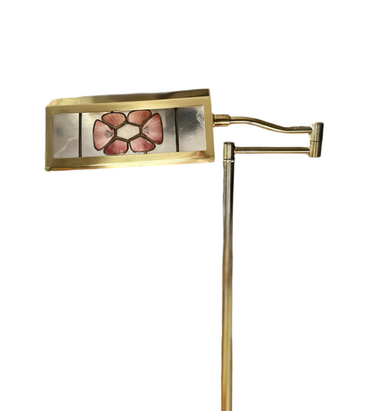 RARE Reading Brass Floor Lamp with Capiz Details MCM