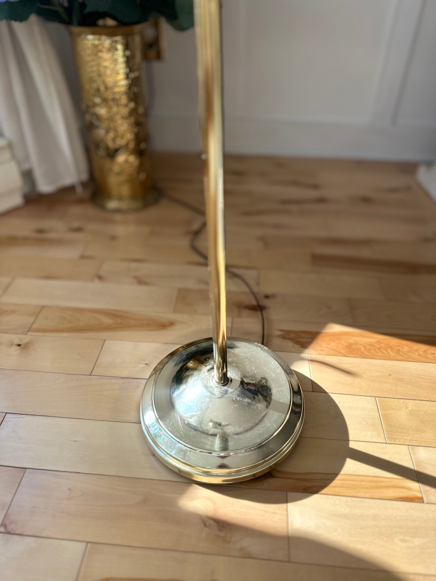 RARE Reading Brass Floor Lamp with Capiz Details MCM