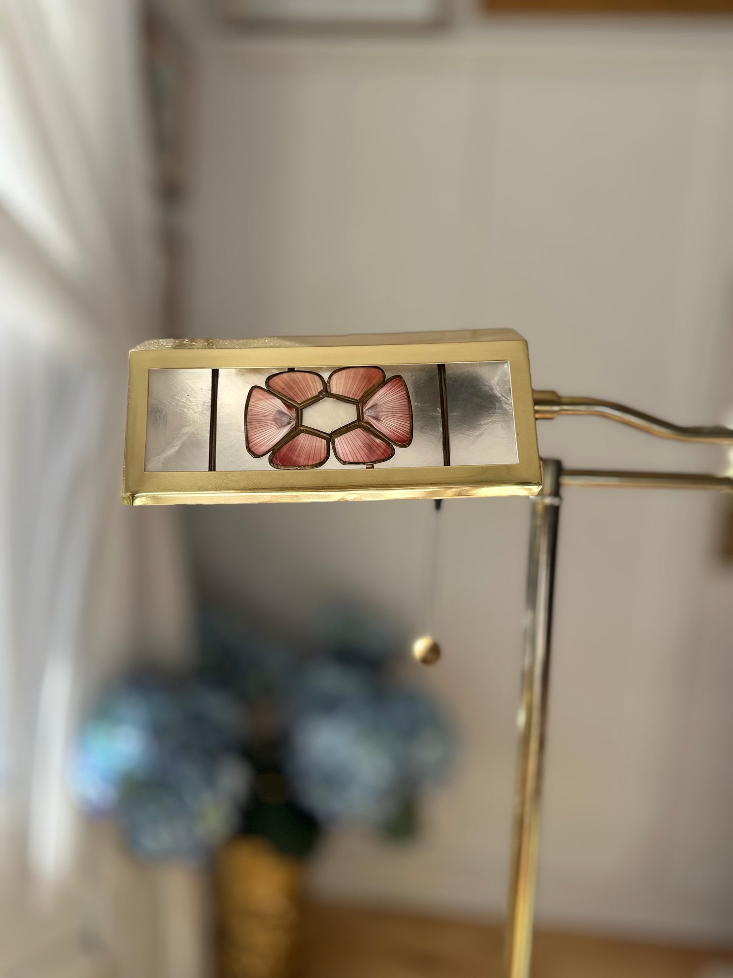 RARE Reading Brass Floor Lamp with Capiz Details MCM