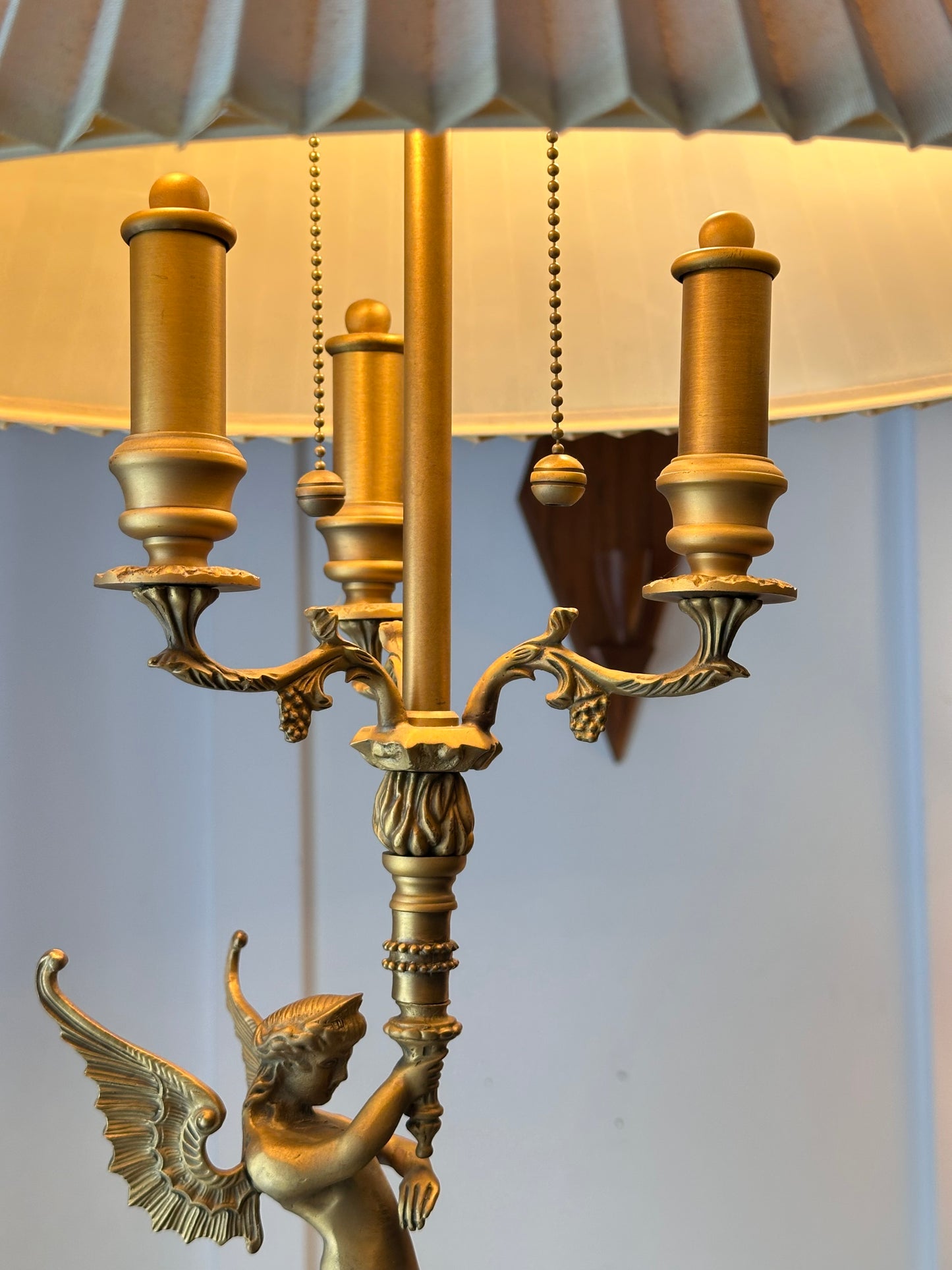 Bombay Vintage Brass Siren Table Lamp with Pleated Shade
