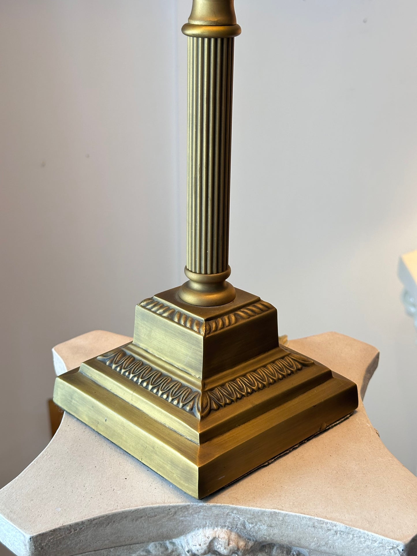 Bombay Vintage Brass Siren Table Lamp with Pleated Shade