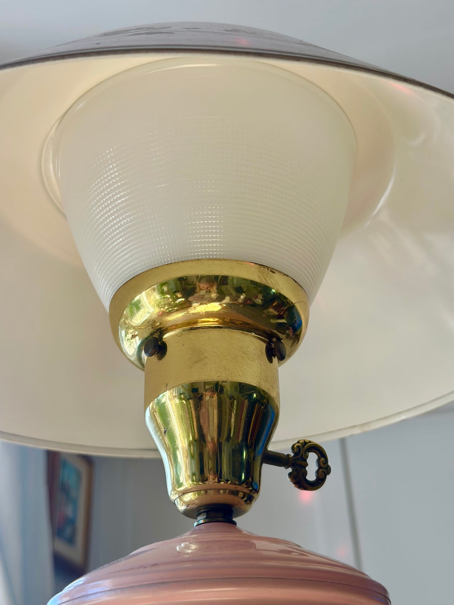 Bubble Gum Pink Vintage Brass Lamp 1950s