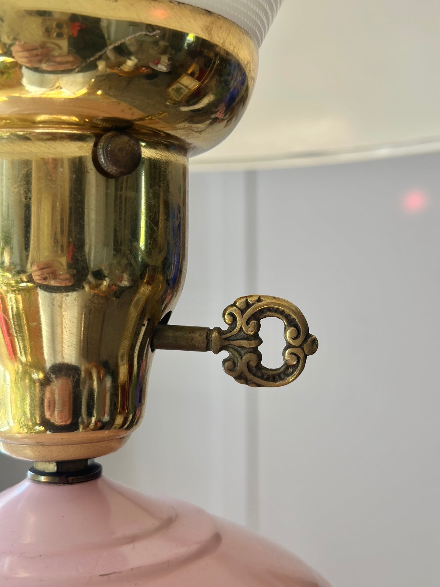 Bubble Gum Pink Vintage Brass Lamp 1950s