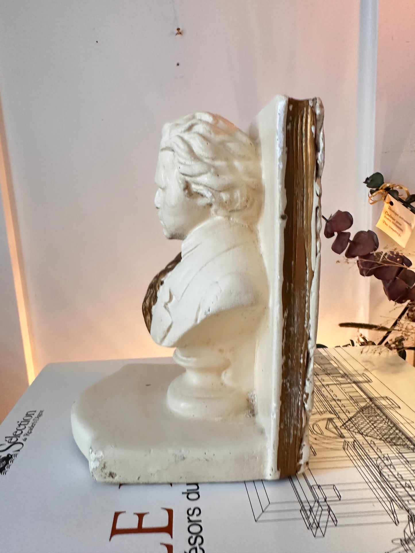 Vintage Bookends Mozart Bust