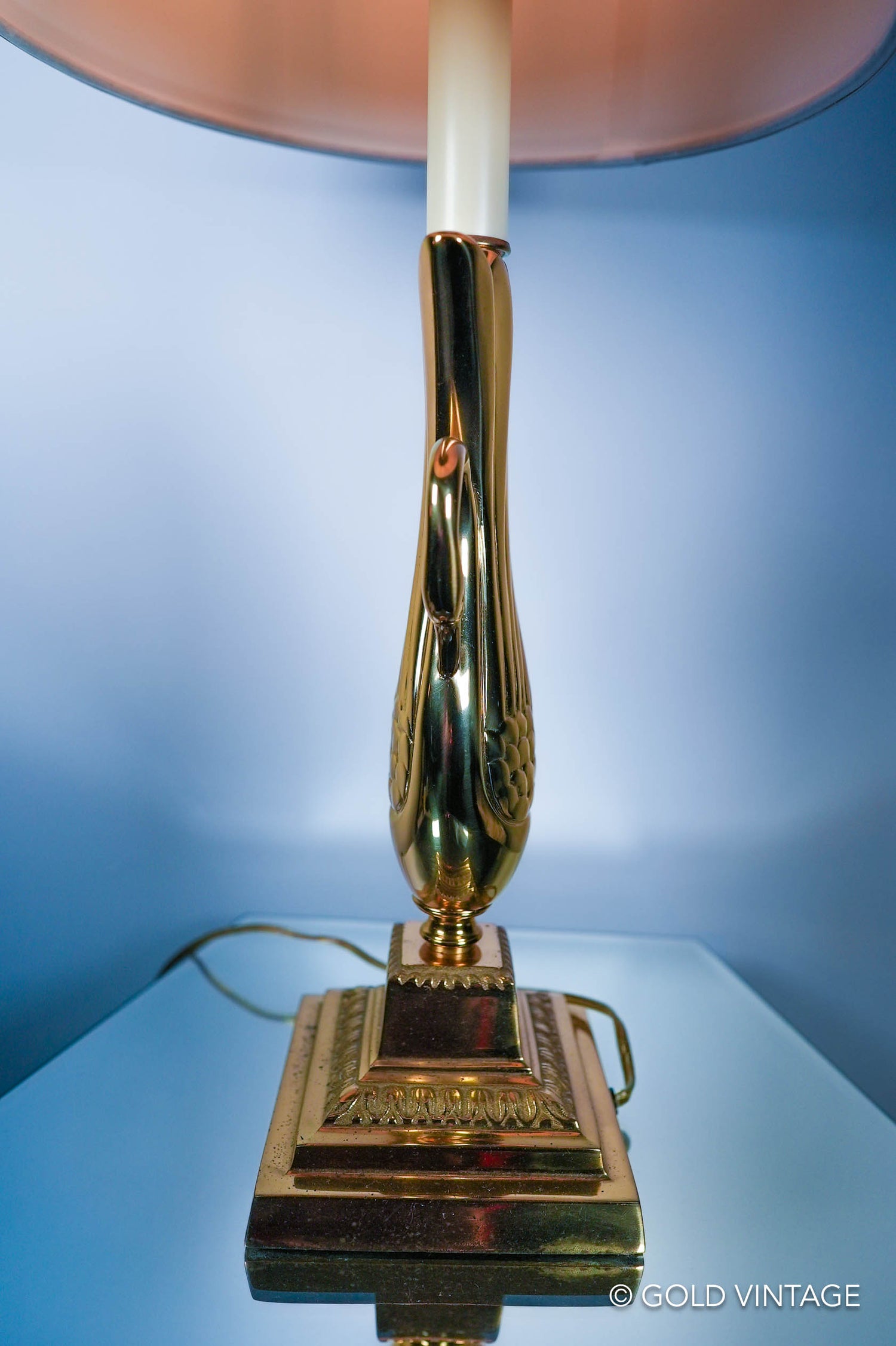 Gold Vintage Swan Brass Table Lamp Rare Collectors Item