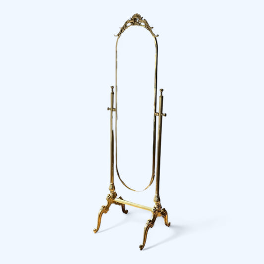 Vintage Brass Standing Mirror