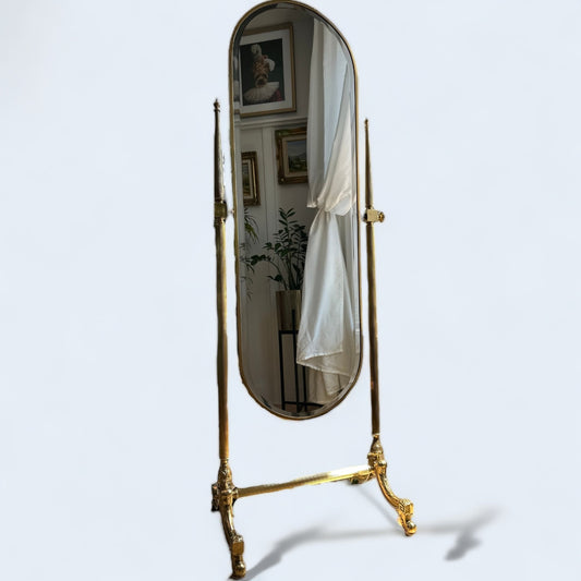 Italian Vintage Brass Standing Mirror